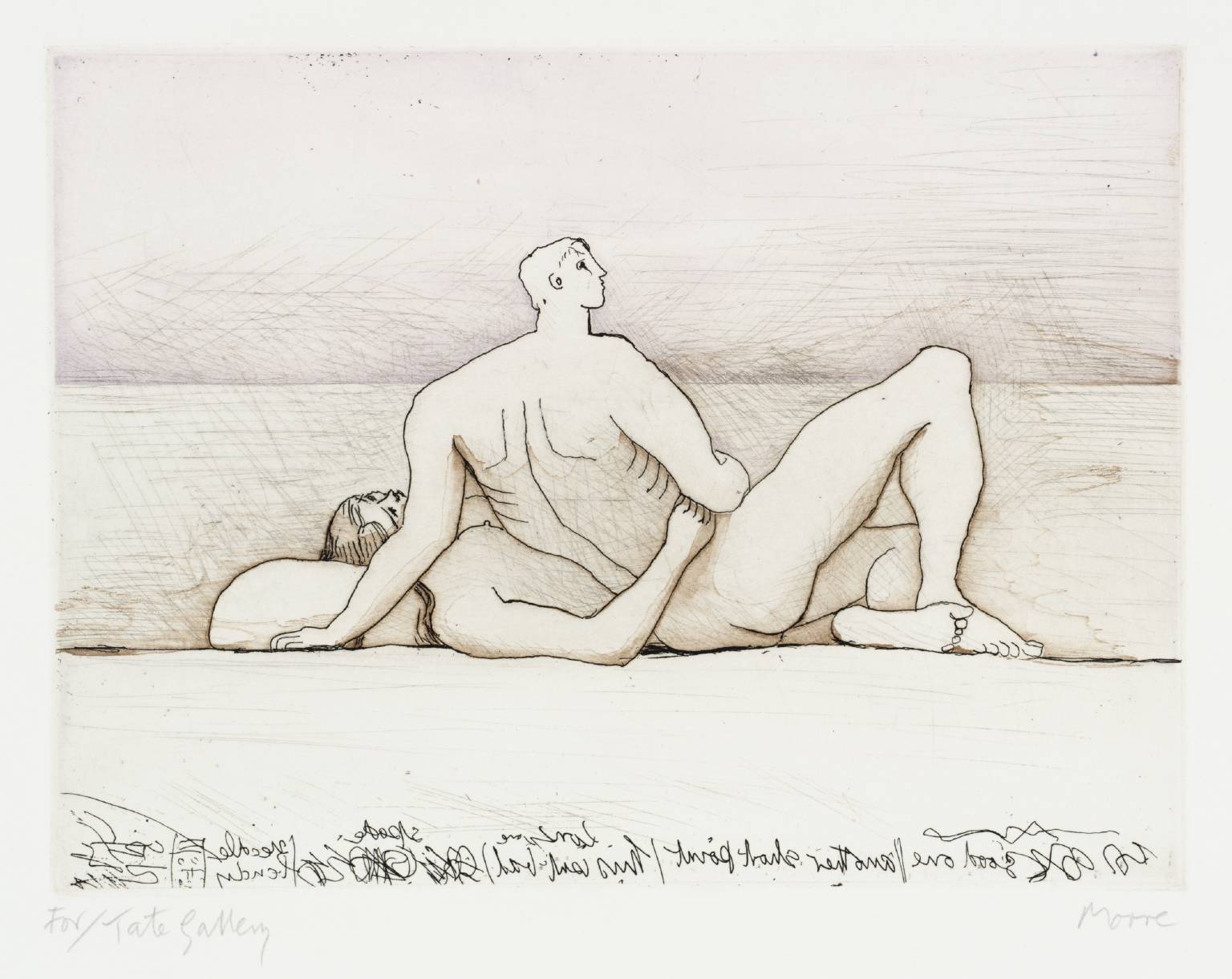 Reclining Figures, Man And Woman 1 by Henry Moore, 1975